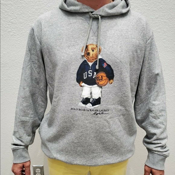 polo bear grey hoodie